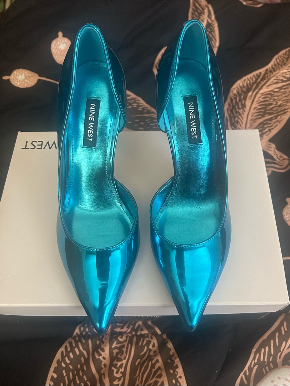 Nine West Metallic Medium Blue Pointed D'Orsay Pumps